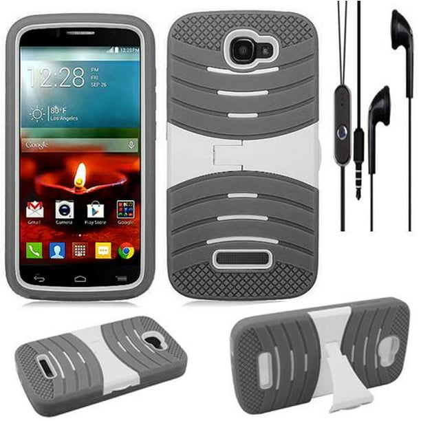 Phone Case For Alcatel Onetouch Icon Pop Alcatel Fierce 2 7040t Earphone Mic With Armor Heavy Duty Cover Stand Armor Gray Skin White Stand Earphone W Mic Walmart Com