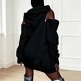 thumbnail image 5 of Women Hoodies Off-shoulder Hoodies Long Sleeve Plain Tunic Cold Shoulder Pullover Oversized Hooded Sweatshirt Women's Fall 2026 Outfits(Black,L), 5 of 8