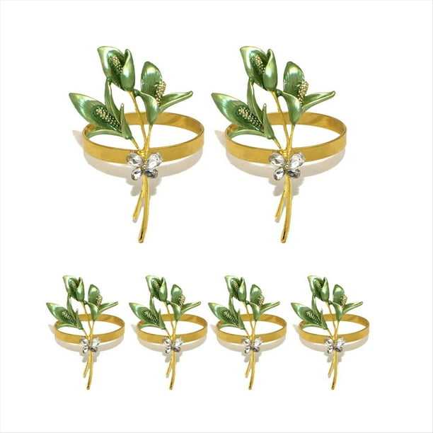 6 Servilleteros de Dorados, Servilleteros de Metal para Bodas, Fiestas, Banquetes, Cenas de Navidad, C