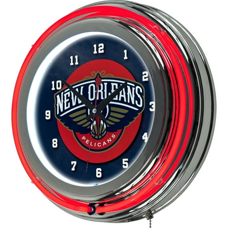New Orleans Saints Desk Clock - NBA New Orleans Pelicans Chrome Double Ring Neon Clock