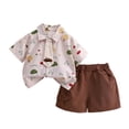 thumbnail image 3 of Afuyipoi Boys 2PC Summer Outfit Sets (0-6 Years), Moisture-Wicking Summer Wear Toddler Photo & Outing Outfit Active Play & Indoor Casual Wear Summer Print Shirt & Pocket Shorts Set Beige 5, 3 of 9