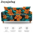 thumbnail image 2 of Orange Flowers Sofa Covers Stretch Combination Couch Cover Washable For Living Room All-cover L Shape Elastic Slipcovers, 2 of 7
