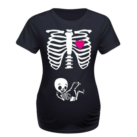 

HGWXX7 Maternity Clothing Women Maternity Short Sleeve Skeleton Print Tops T-shirt Pregnant Casual Clothes
