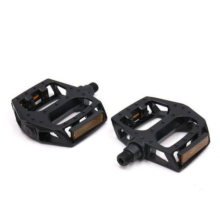 Pair Black Metal Non-slip Axle Flat Platform Pedals for Road Bike MTB