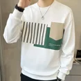 thumbnail image 2 of Camisetas estampadas para hombre, ropa para hombre, camisetas holgadas, sudaderas con empalmes, venta al por mayor, tallas grandes, manga larga, estilo coreano, informal, para otoño, 2 of 5