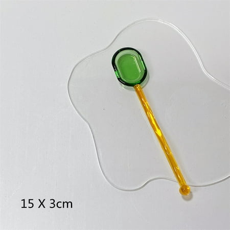 

Colored Glass Ca Dessert Spoon Long Handle Home Bar Beverage Cocktail Spoon Party Crystal Clear Milk Coffee Stirring Spoon