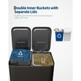 thumbnail image 2 of EuKer Metal Trash Can, 2 x 8 Gal Double Garbage Can with Removable Inner Bucket for Indoor/Outdoor, Black, 2 of 5