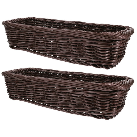 2 Pcs Kitchen Storage Box Baskets Wicker Flatware for Shelves Coffee