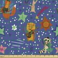 thumbnail image 2 of Ambesonne Animal Fabric by the Yard Upholstery, Funny Cartoon Zoo Star Lion, 1 Yard, Blue Violet and Multicolor, 2 of 5