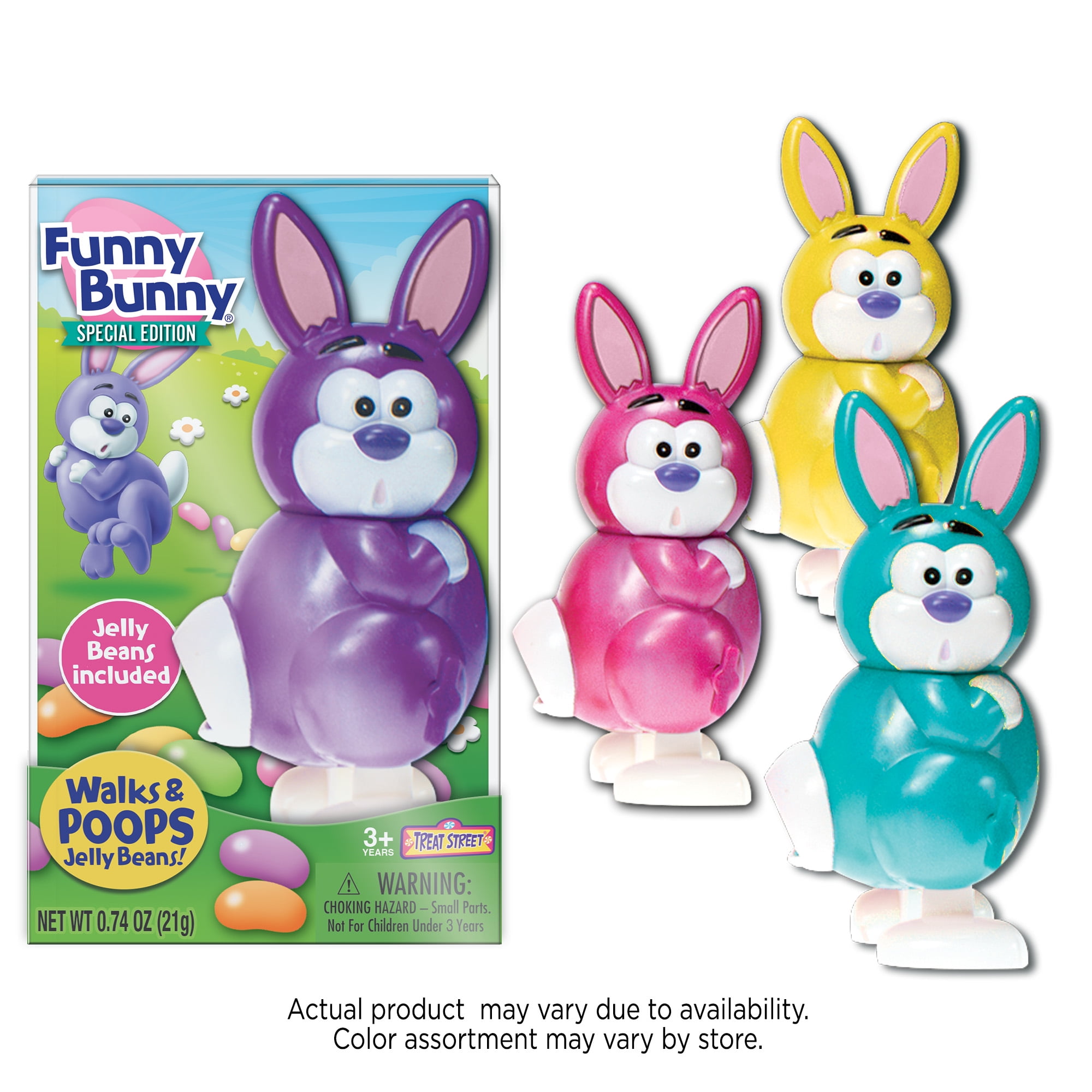 Treat Street Funny Bunny Walking Jelly Bean Dispenser, Easter Basket Stuffer, 0.74 oz