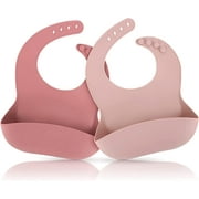 Silicone Bibs for Babies & Toddlers 2 Pack Adjustable Soft Waterproof Baby Feeding Bibs for Babies and Toddlers