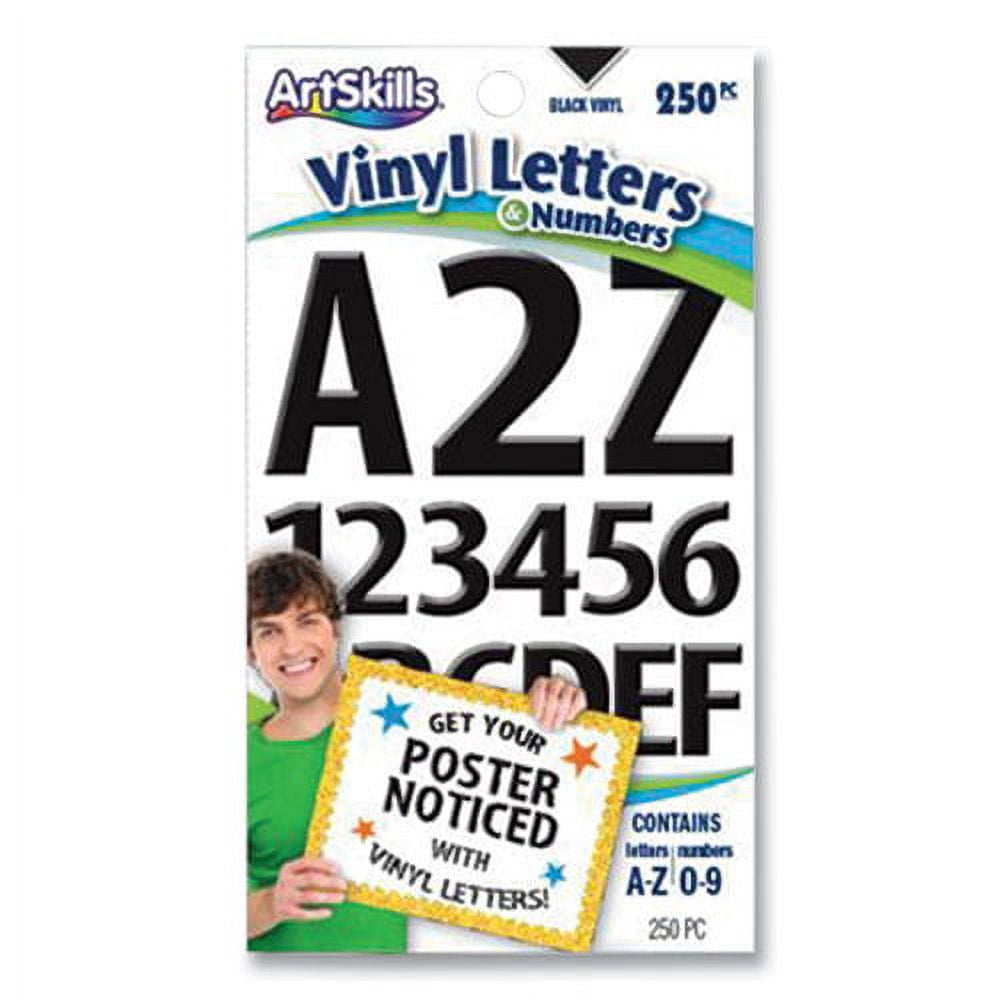 Poster And Bulletin Board Vinyl Letters And Numbers, Black, 1" And 2" H, 250/pack | Bundle of 5 Packs