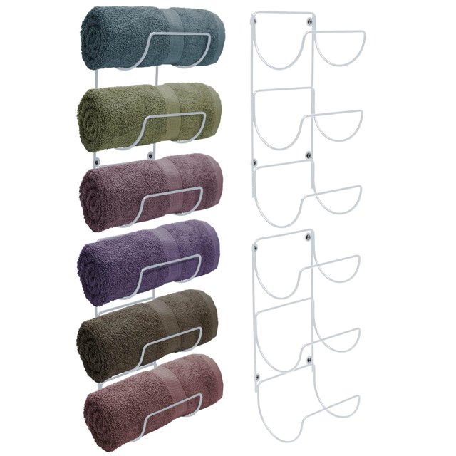 Sorbus Towel Holder For Bathroom Wall - 12 Level Wall Mounted Towel Rack Shelves For Rolled Bath Towels Washcloths Linen - Hanging Towel Racks For Bathroom Spa Salon Towel Storage Organizer