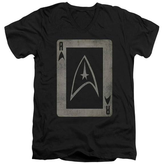 Star Trek Tos Ace Adult V-Neck 30/1 T-Shirt Black