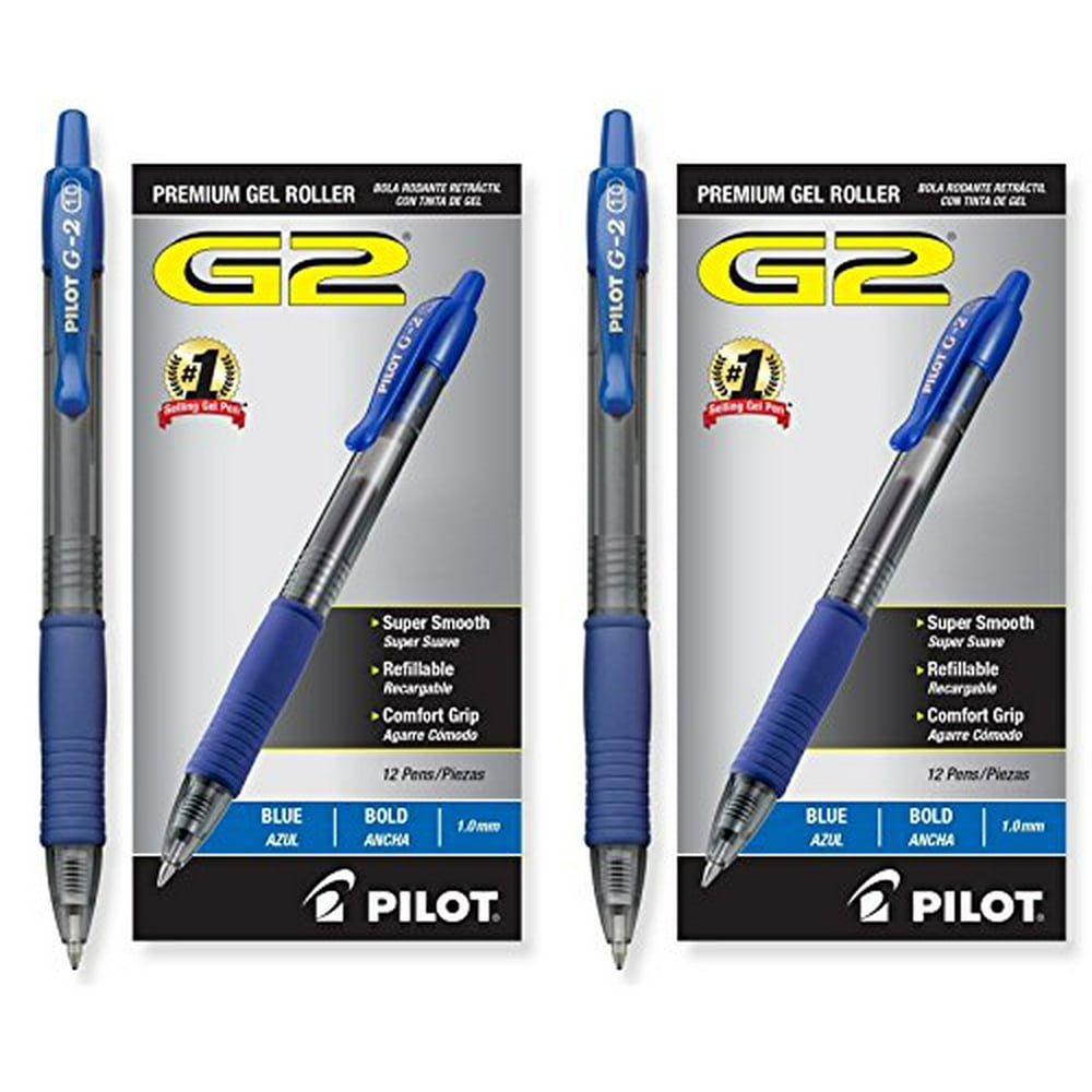 Pilot G2 Retractable Premium Gel Ink Roller Ball Pens, Bold Pt, 24 Pack