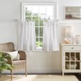 thumbnail image 3 of Martha Stewart Laguna Stripe Indoor Polyester Light Filtering Tie Tab Valance and Tier Set , Mocha , 56"x36" , Set of 3, 3 of 7