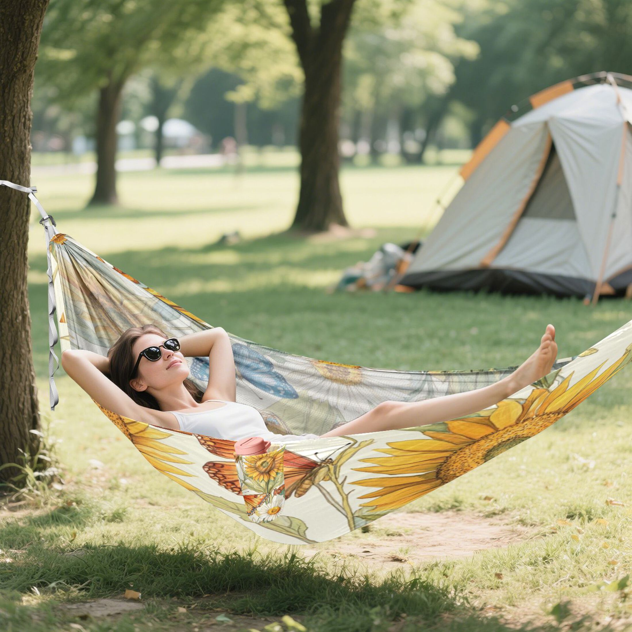 Hammock Camping Hammock Nylon Portable Hammock Travel Camping Hammock Lovely Orange Butterflies