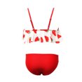 thumbnail image 4 of Fesfesfes Children Girls Swimwear Kids Ruched Strap Swimsuit Leopard Print Slanted Shoulder Swimwear Swimdress Two-Pieces Bathing Suits, 4 of 5