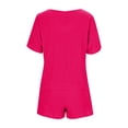 thumbnail image 4 of ZyeKqe 2 Piece Sets for Women Sweatsuit Casual Short Sleeve V Neck Tshirts Drawstring Shorts Lounge Sets, 4 of 6