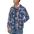 thumbnail image 3 of Wukai Lilies Flowers Print Men's Zip-Up Hoodie,Fleece Full-Zip Hoodie for Men, Hooded Sweatshirt-X-Large, 3 of 5