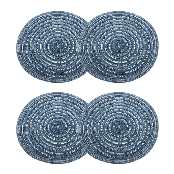 Uxcell 4pcs Manteles Individuales Redondos Trenzados 7" Antideslizantes para Mesas de Comedor Lavables Aislamiento Térmico, Azul Oscuro