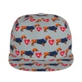 thumbnail image 2 of Daiia Dachshund Dog Heart print Flat Bill Hats Flat Brim Trucker Cap Baseball Cap Adjustable Classic Low Profile Hat Unconstructed Plain Cap, 2 of 9