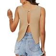 thumbnail image 4 of Liacowi Women Sleeveless Tank Vest Crew Neck Hollow Out Knit Cami Top Summer Vest Top Clubwear, 4 of 7