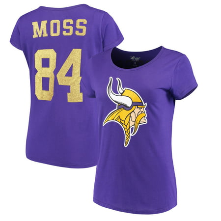 Randy Moss Minnesota Vikings G-III 4Her by Carl Banks Women's Glitter Endzone Player Name & Number T-Shirt -