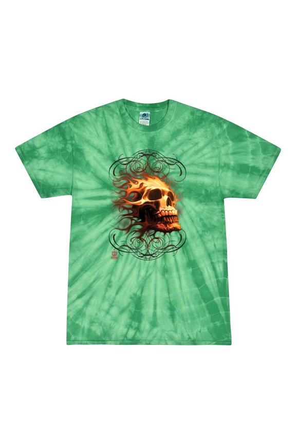 , Firey Flaming Skull, Pop Culture, Tie-Dye Tees, Spiral Kelly, Small