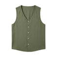 thumbnail image 7 of Wiyuqeen Men's Linen Vest Button Down Lightweight Solid Color Sleeveless Shirts Fishing Safari Travel Outwear M-3XL, 7 of 7