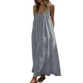thumbnail image 3 of JIAYUE Women's Backless Dress Summer Casual Sleeveless Solid Color Spaghetti Strap Crew Neck Dresses Loose Fit Lightweight Home Everyday Comfortable Soft Wear, 3 of 9