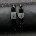 thumbnail image 6 of Uloveido 2pcs Black Couples Square and Heart Lock Bracelet Bangles, His and Hers Lock and Key Matching Bracelets Set for Him and Her Y853(Black), 6 of 7