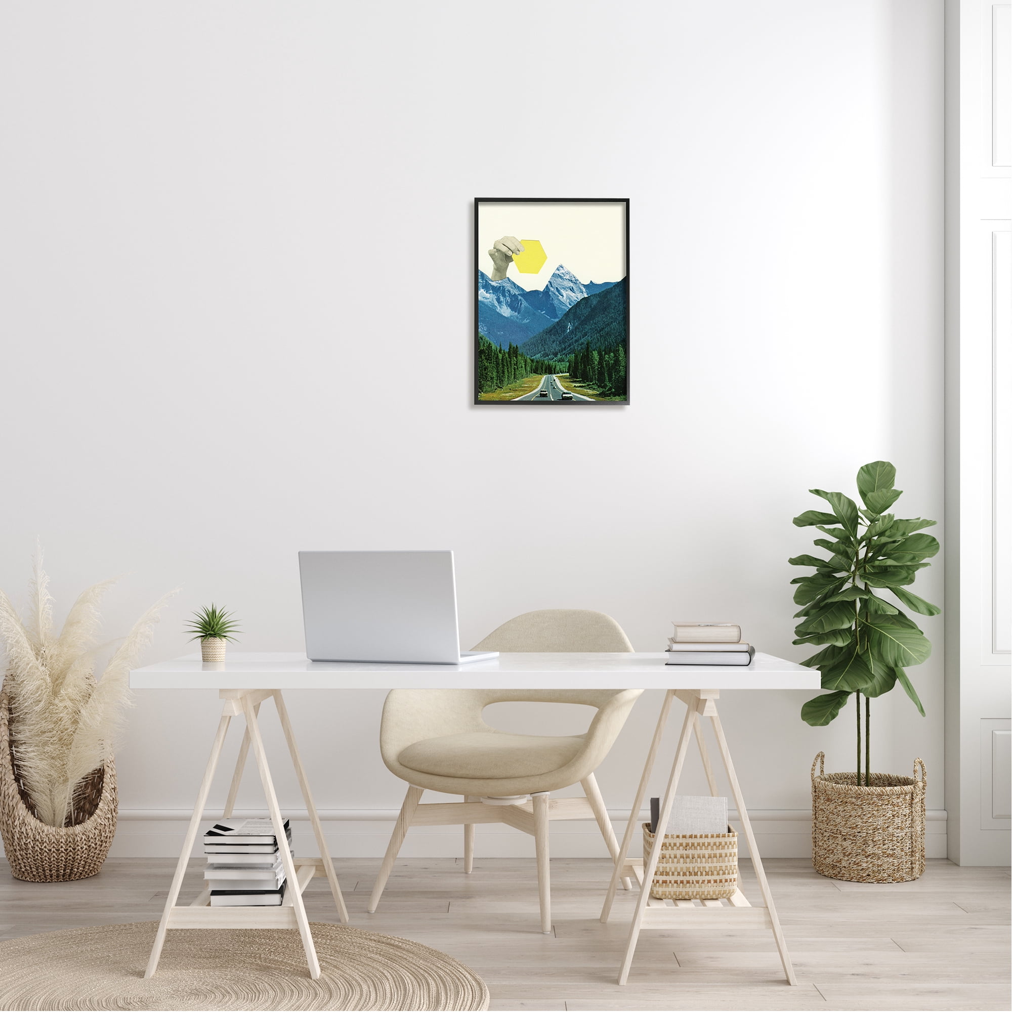Stupell Industries Holding Sun Surreal Mountain Forest Road Landscape Framed Wall Art, 16 x 20, Design by Cassia Beck