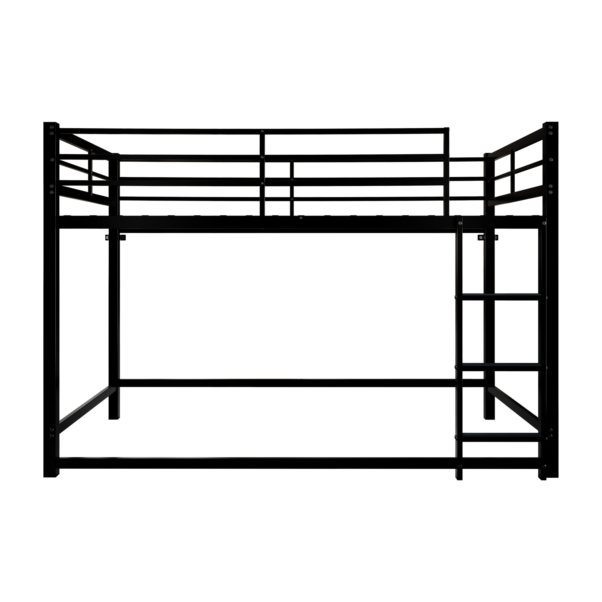 Mintazer Modern Twin Over Twin Metal Bunk Bed with Ladder and Guardrails for Bedroom Guest Room, White