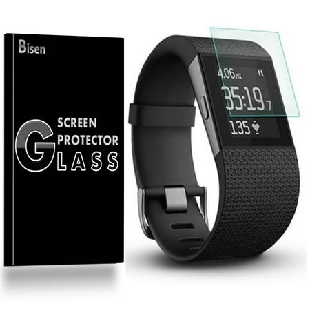 Fit For Fitbit Surge [3-Pack BISEN] Screen Protector Tempered Glass, 9H Hardness, Anti-Scratch, Anti-Shock, Bubble Free, Shatterproof