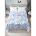thumbnail image 4 of Watercolor Blue Floral Flat Sheets Only Queen Size, Soft Breathable Bed Top Sheets for Mattress, Blue Ombre Botanical Summer Luxury Bedding Flat Sheets for Home Hotel Bedroom Bed Protection, 4 of 9
