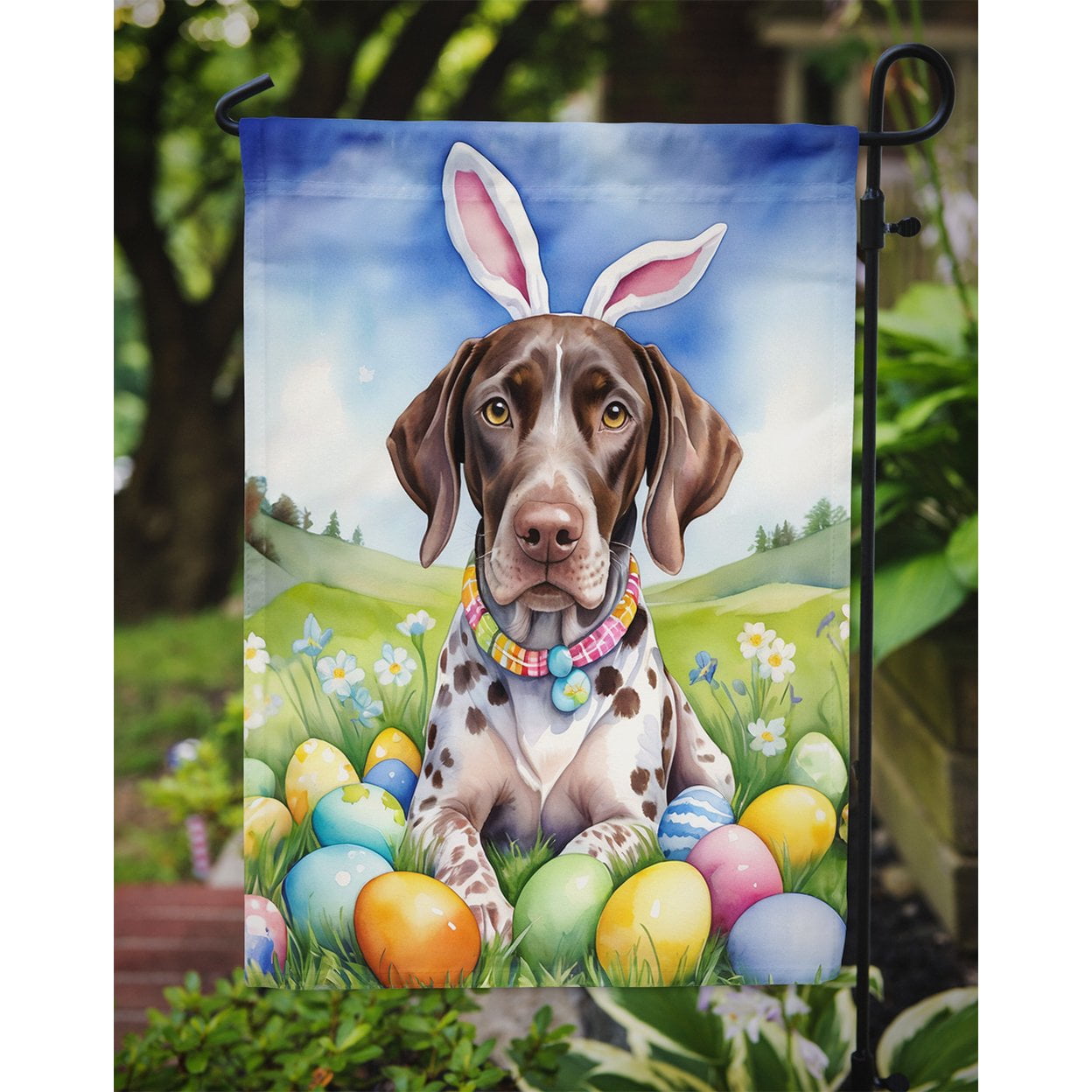 German Shorthaired Pointer Easter Egg Hunt Garden Flag 11.25 in x 15.5 in