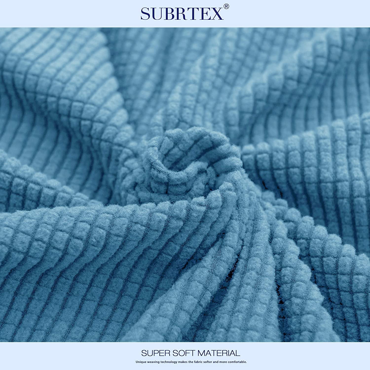Subrtex Stretch 1-Piece Textured Grid Recliner Slipcover, Denim Blue