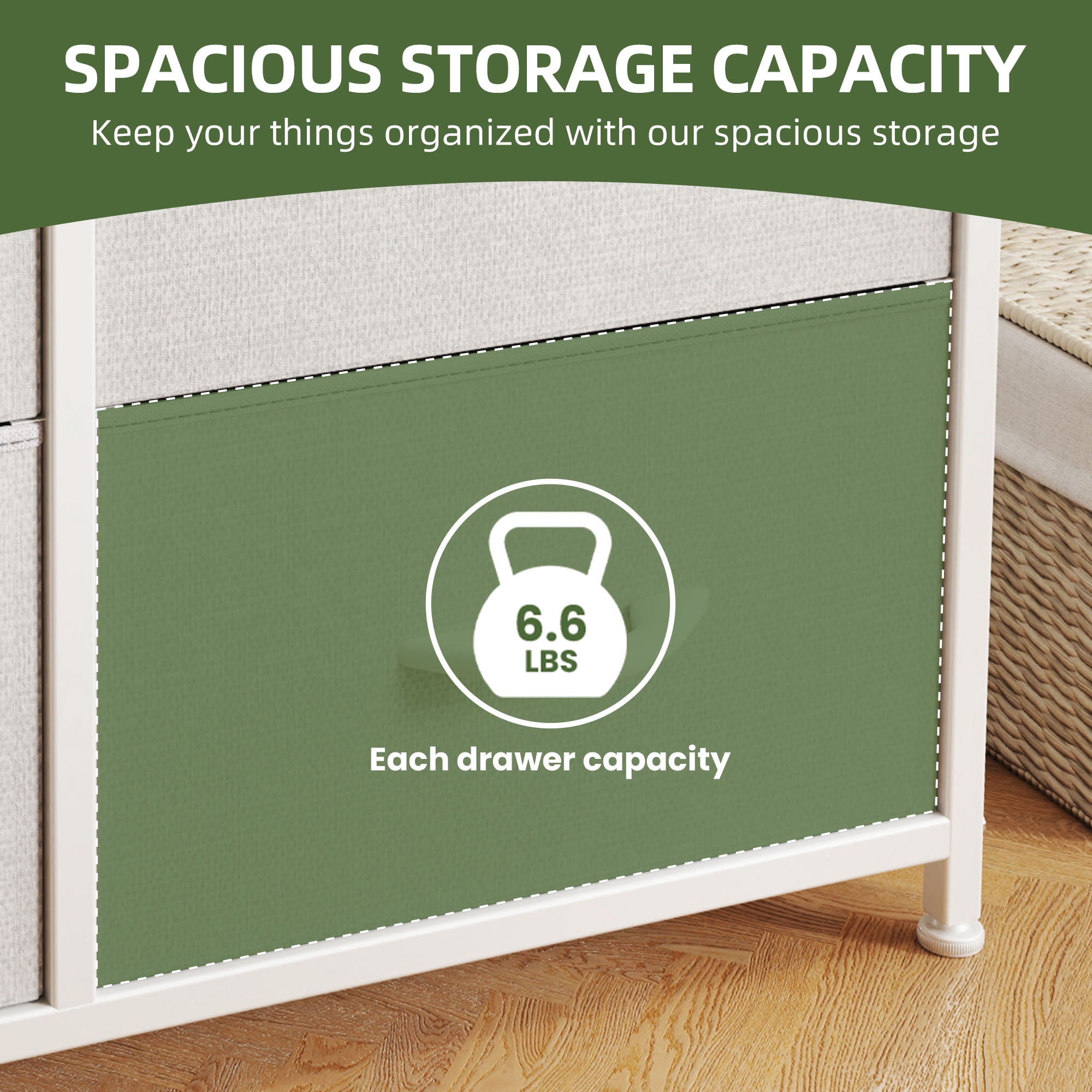 Uforic 8 Drawers Dresser Chest of Drawers for Fabric Storage Dressers for Living Room Gray