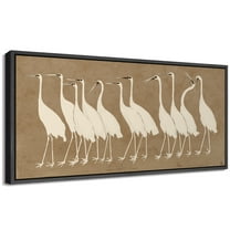 Large Framed Canvas Print Minimalist Bird Illustration on Textured BrownWall Art Decorative Ready to Hang Painting for Living room Bedroom 60x30 inches Black Frame