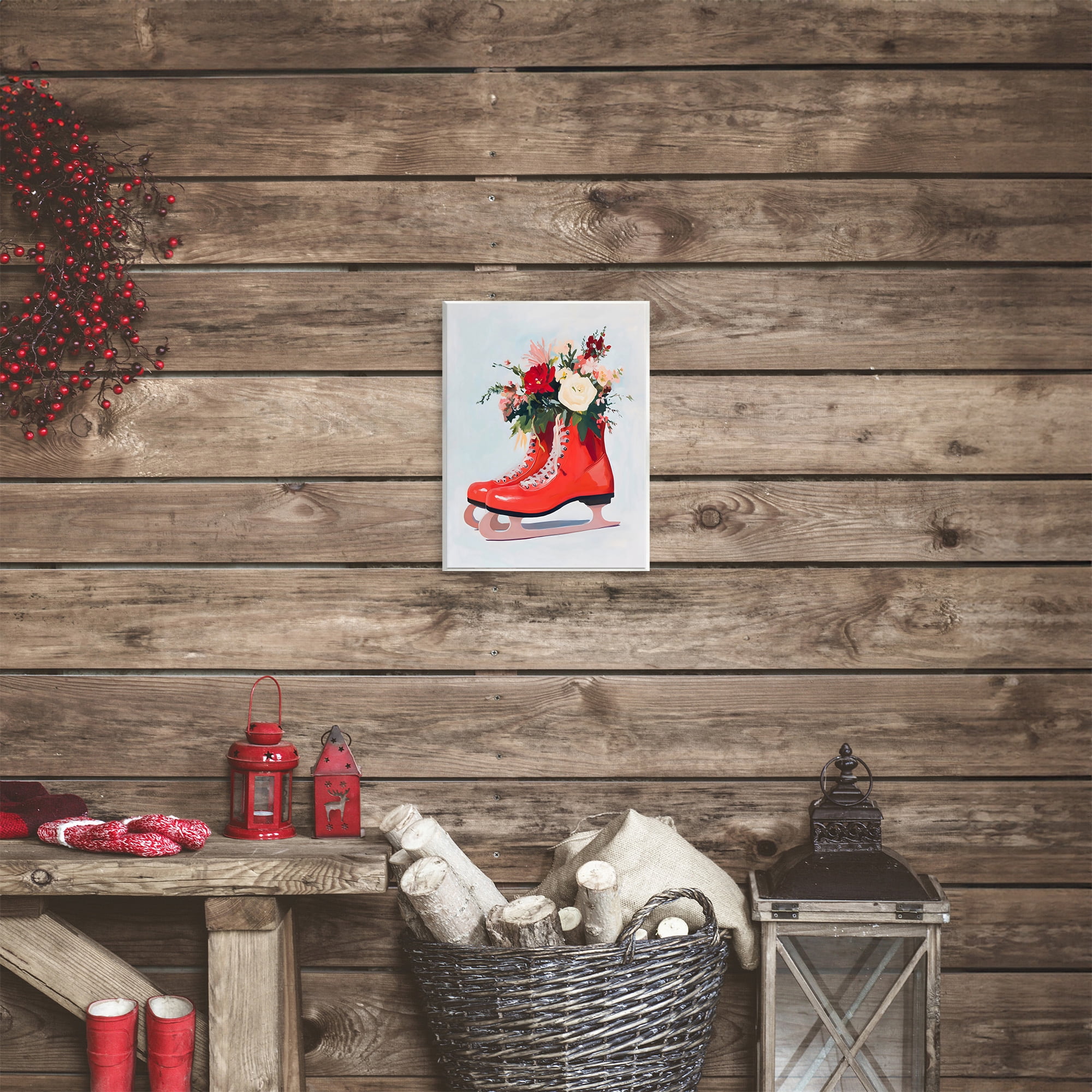 Stupell Industries Floral Ice Skates Wall Plaque Art, design by The Prints Vibe