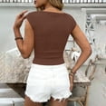 thumbnail image 5 of Miluxas Cap Sleeve Crop Tops for Women Tight Fitted Cropped T Shirts Summer Trendy Short Sleeve Tee Beige XXL(XXL), 5 of 7