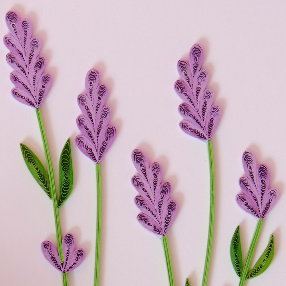 Vietnam Hand Quilled Paper Purple Lavender Flowers Greeting Card