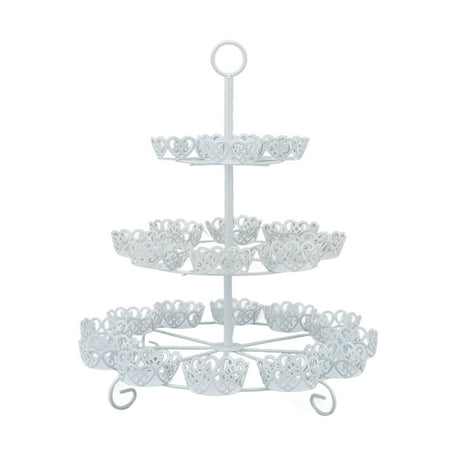 

3 Tier Dessert and Cake Stand Iron Tiered Cupcake Stand Holder for 22 Cupcakes Dessert Tree Tower Display Stand for Birthday Wedding Party Celebration
