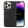 thumbnail image 2 of ELEHOLD for iPhone 13 Pro Case PU Leather 2-in-1 Multi-Functional with Magnetic Detachable Card Holder Leaf Pattern Drop Protection Shockproof Wallet Case Compatible with Mag Safe,black, 2 of 9
