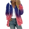 thumbnail image 4 of DYTTDG Women's New Winter Plush Hooded Jacket Casual Fashion Gradient Color Outdoor Warm Long Sleeve Hooded Outerwear on Clearance Christmas Gift, 4 of 7