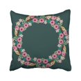 thumbnail image 1 of BOSDECO Blue Floral Round With Feathers Antique Roses In Folk Bohemian Style For The Tee Green Pillowcase Throw Pillow Cover 16x16 inches, 1 of 1