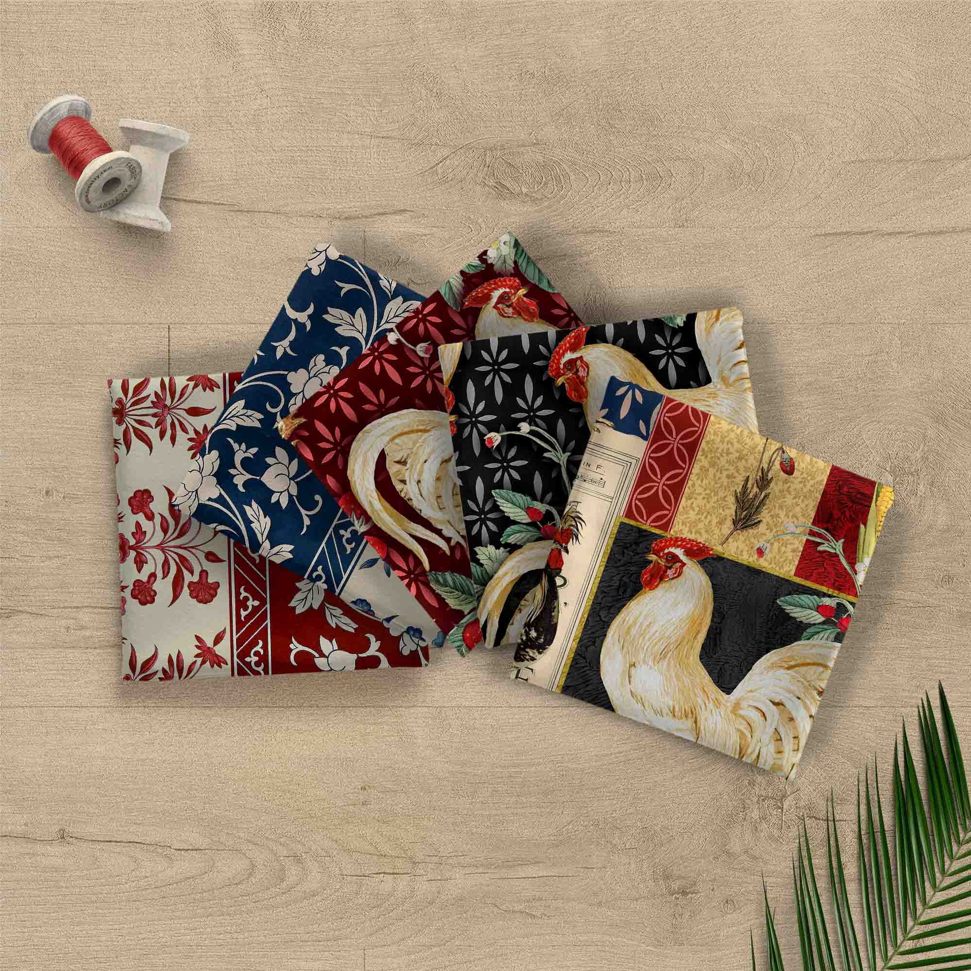 David Textiles 18" x 21" 100% Cotton Counrty Lane, Multi-color, for Quilting & Sewing, 5 Pieces