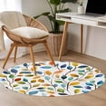 thumbnail image 5 of Colorful Botanical Large Area Rugs for Bedroom Living Room, Soft Non Slip Carpet Bedside Rug, Pastoral Leaf Spring Summer Elegant Round Floor Cover Kitchen Accent Rug 3.3' for Dining Room/Office, 5 of 9