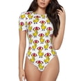 thumbnail image 1 of Bingfone Rubber Duck Chicken Bird Pattern Women's Round Neck Bodysuit, Tight Snap Button Short Sleeve Bodysuit, Suitable for Party, Sports, Daily Wear-Small, 1 of 7